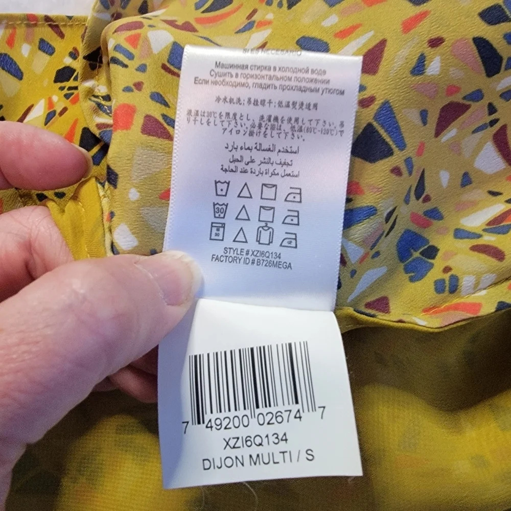 BCBGeneration Dijon Yellow Geometric Print Dolman Sleeve Mini Dress Size S - Picture 9 of 10